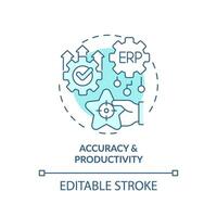 Editable accuracy and productivity blue icon concept, isolated vector, enterprise resource planning thin line illustration. vector