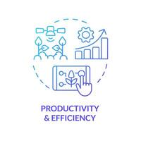 productividad y eficiencia azul degradado concepto icono. incrementar actuación. agrícola campo. inteligente agricultura. redondo forma línea ilustración. resumen idea. gráfico diseño. fácil a utilizar vector