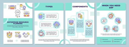 2D enterprise resource planning brochure template, leaflet design with thin line icons, 4 vector layouts.