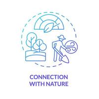 Connection with nature blue gradient concept icon. Farm work. Outdoor activity. Natural environment. Sustainable lifestyle. Round shape line illustration. Abstract idea. Graphic design. Easy to use vector