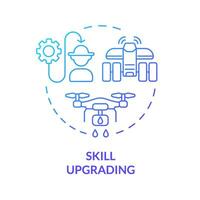 Skill upgrading blue gradient concept icon. Automation technology. Skilled workforce. Farm worker. Farming tech. Round shape line illustration. Abstract idea. Graphic design. Easy to use vector