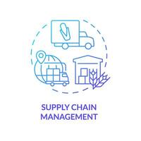 Supply chain management blue gradient concept icon. Farm to table. Food transportation. Agriculture business. Round shape line illustration. Abstract idea. Graphic design. Easy to use vector