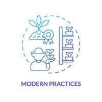 Modern practices blue gradient concept icon. Organic farming. Advanced technology. Crop yield. Food production. Farm industry. Round shape line illustration. Abstract idea. Graphic design. Easy to use vector