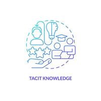 Blue gradient tacit knowledge thin line icon concept, isolated vector, illustration representing knowledge management vector