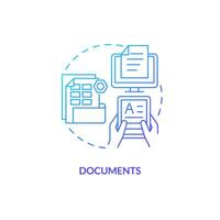 Blue gradient documents thin line icon concept, isolated vector, illustration representing knowledge management. vector