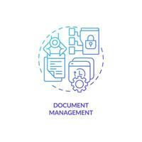Blue gradient document management thin line icon concept, isolated vector, illustration representing knowledge management. vector