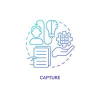 Blue gradient capture thin line icon concept, isolated vector, illustration representing knowledge management. vector