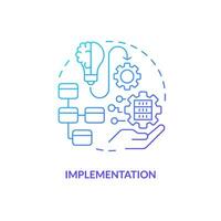 Blue gradient implementation thin line icon concept, isolated vector, illustration representing knowledge management. vector