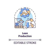 2D editable lean production thin line icon concept, isolated vector, multicolor illustration representing overproduction. vector