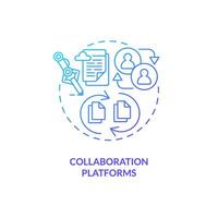 Blue gradient collaboration platforms thin line icon concept, isolated vector, illustration representing knowledge management. vector
