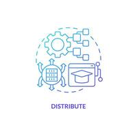 Blue gradient distribute thin line icon concept, isolated vector, illustration representing knowledge management. vector
