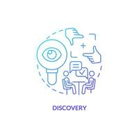 Blue gradient discovery thin line icon concept, isolated vector, illustration representing knowledge management. vector