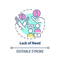 Lack of need multi color concept icon. Product value. Customer satisfaction. Give information. Objection handling. Round shape line illustration. Abstract idea. Graphic design. Easy to use vector