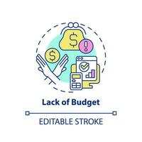 Lack of budget multi color concept icon. Too expensive. High price. Potential customer. Selling process. Objection handling. Round shape line illustration. Abstract idea. Graphic design. Easy to use vector