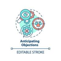 Anticipating objections multi color concept icon. Target audience. Customer research. Response plan. Sales effectiveness. Round shape line illustration. Abstract idea. Graphic design. Easy to use vector