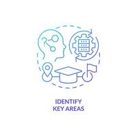 Blue gradient identify key areas thin line icon concept, isolated vector, illustration representing knowledge management. vector