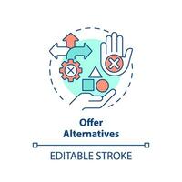 Offer alternatives multi color concept icon. Find solution. Different option. Customer service. Successful sale. Round shape line illustration. Abstract idea. Graphic design. Easy to use vector