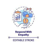 Respond with empathy multi color concept icon. Help customer. Build trust. Solve problem. Active listening. Satisfied client. Round shape line illustration. Abstract idea. Graphic design. Easy to use vector