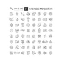 2D editable black thin line big icons set representing knowledge management, isolated vector, linear illustration. vector