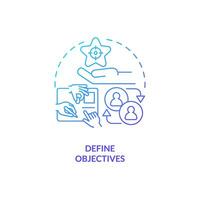 Blue gradient define objectives thin line icon concept, isolated vector, illustration representing knowledge management. vector