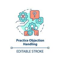 Practice objection handling multi color concept icon. Improve skill. Business coaching. Sales training. Successful deal. Round shape line illustration. Abstract idea. Graphic design. Easy to use vector