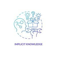 Blue gradient implicit knowledge thin line icon concept, isolated vector, illustration representing knowledge management. vector