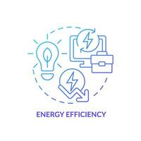 Blue gradient energy efficiency icon concept, isolated vector, sustainable office thin line illustration. vector