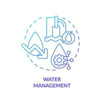 Blue gradient water management icon concept, isolated vector, sustainable office thin line illustration. vector