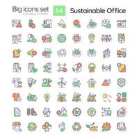 2D editable big line icons set representing sustainable office, isolated vector, linear illustration. vector