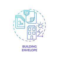 Blue gradient building envelope icon concept, isolated vector, sustainable office thin line illustration. vector