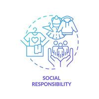 Blue gradient social responsibility icon concept, isolated vector, sustainable office thin line illustration. vector