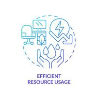 Blue gradient efficient resource usage icon concept, isolated vector, sustainable office thin line illustration. vector