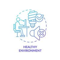 Blue gradient healthy environment icon concept, isolated vector, sustainable office thin line illustration. vector