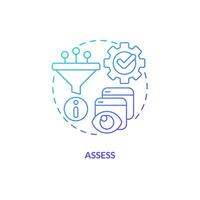 Blue gradient assess thin line icon concept, isolated vector, illustration representing knowledge management. vector