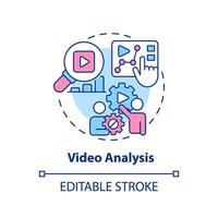 Video analysis multi color concept icon. Learn from others. Business insight. Performance evaluation. Coaching session. Round shape line illustration. Abstract idea. Graphic design. Easy to use vector