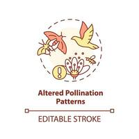 Editable altered pollination patterns icon representing heatflation concept, isolated vector, global warming impact linear illustration. vector