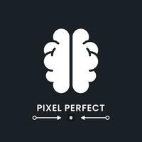 Human brain white solid desktop icon. Cognitive intelligence. Thinking skills. Nervous system. Pixel perfect, outline 4px. Silhouette symbol for dark mode. Glyph pictogram. Vector isolated image
