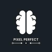 Human brain white solid desktop icon. Cognitive intelligence. Thinking skills. Nervous system. Pixel perfect, outline 4px. Silhouette symbol for dark mode. Glyph pictogram. Vector isolated image