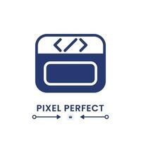 Webpage coding black solid desktop icon. Web programming. Software development. Website builder. Pixel perfect, outline 4px. Silhouette symbol on white space. Glyph pictogram. Isolated vector image