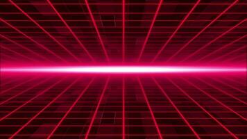 in movimento astratto fantascienza griglia con tremolante ottico bagliore su il sfondo luminosa raggiante neon luci video