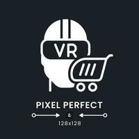 Virtual reality white solid desktop icon. Marketing strategy. Brand engagement. Pixel perfect 128x128, outline 4px. Silhouette symbol for dark mode. Glyph pictogram. Vector isolated image