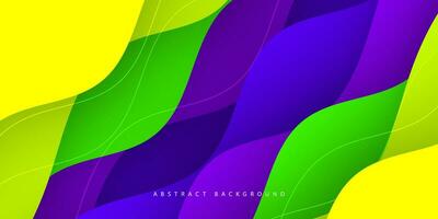 Colorful wave abstract background with shadow color yellow, green, and purple on background. Eps10 vector