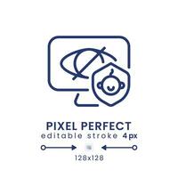 Parental control linear desktop icon. Kid-friendly profile. Streaming app feature. Pixel perfect 128x128, outline 4px. GUI, UX design. Isolated user interface element for website. Editable stroke vector