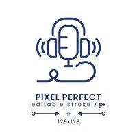 Live audio podcast linear desktop icon. Streaming service. Online show. On air. Pixel perfect 128x128, outline 4px. GUI, UX design. Isolated user interface element for website. Editable stroke vector