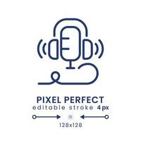 Live audio podcast linear desktop icon. Streaming service. Online show. On air. Pixel perfect 128x128, outline 4px. GUI, UX design. Isolated user interface element for website. Editable stroke vector