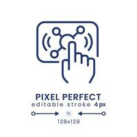 Interactive live streaming linear desktop icon. Audience engagement. Online broadcast. Pixel perfect 128x128, outline 4px. GUI, UX design. Isolated user interface element for website. Editable stroke vector