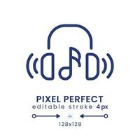 Music streaming linear desktop icon. Media service. Online radio. Audio content. Pixel perfect 128x128, outline 4px. GUI, UX design. Isolated user interface element for website. Editable stroke vector