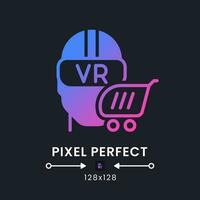 Virtual reality purple solid gradient desktop icon on black. Marketing strategy. Brand engagement. Pixel perfect 128x128, outline 4px. Glyph pictogram for dark mode. Isolated vector image