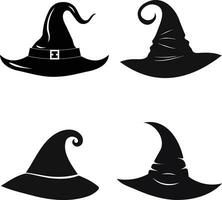 collection of Halloween witch hat silhouette vector