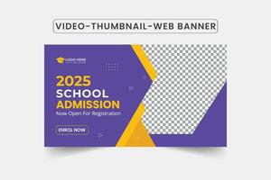 kids admission video thumbnail template design web banner layout Editable Video thumbnail template for social media vector